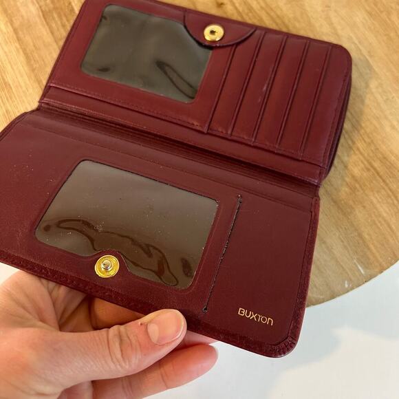 Red Top Grain Cowhide Genuine Leather Buxton Vintage Wallet - Picture 3 of 11